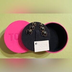 NIB TOUS Climber Onyx Bear Earrings